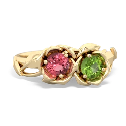 Pink Tourmaline Rose Garden 14K Yellow Gold ring R5510