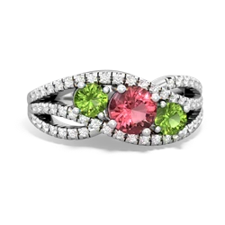 Pink Tourmaline Three Stone Aurora 14K White Gold ring R3080