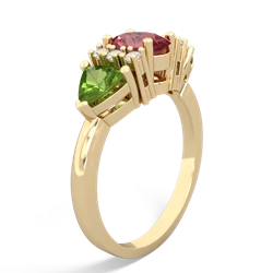 Pink Tourmaline Antique Style Three Stone 14K Yellow Gold ring R2186