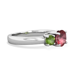 Pink Tourmaline Three Stone Round Trellis 14K White Gold ring R4018