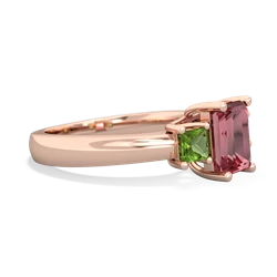 Pink Tourmaline Three Stone Emerald-Cut Trellis 14K Rose Gold ring R4021