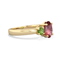 Pink Tourmaline Three Stone Oval Trellis 14K Yellow Gold ring R4024