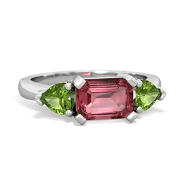 Pink Tourmaline Three Stone 14K White Gold ring R5235