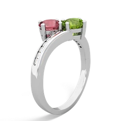 Pink Tourmaline Channel Set Two Stone 14K White Gold ring R5303