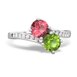 Pink Tourmaline Channel Set Two Stone 14K White Gold ring R5303