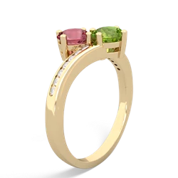 Pink Tourmaline Channel Set Two Stone 14K Yellow Gold ring R5303