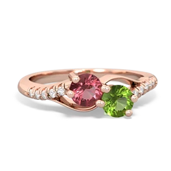 Pink Tourmaline Infinity Pave Two Stone 14K Rose Gold ring R5285