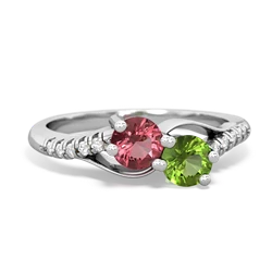 Pink Tourmaline Infinity Pave Two Stone 14K White Gold ring R5285