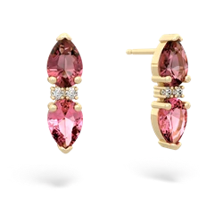 Pink Tourmaline Bowtie Drop 14K Yellow Gold earrings E0865