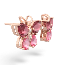 Pink Tourmaline Butterfly 14K Rose Gold earrings E2215