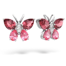 Pink Tourmaline Butterfly 14K White Gold earrings E2215