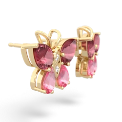 Pink Tourmaline Butterfly 14K Yellow Gold earrings E2215