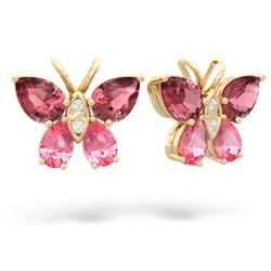 Pink Tourmaline Butterfly 14K Yellow Gold earrings E2215