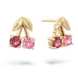 Pink Tourmaline Sweet Cherries 14K Yellow Gold earrings E7001