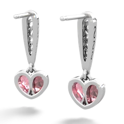 Pink Tourmaline Filligree Heart 14K White Gold earrings E5070