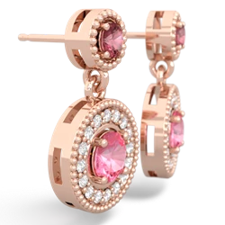 Pink Tourmaline Halo Dangle 14K Rose Gold earrings E5319