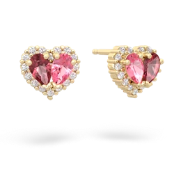 Pink Tourmaline Halo 14K Yellow Gold earrings E7008