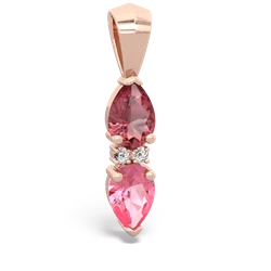 Pink Tourmaline Bowtie Drop 14K Rose Gold pendant P0865