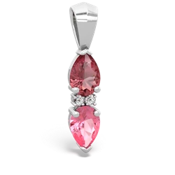 Pink Tourmaline Bowtie Drop 14K White Gold pendant P0865