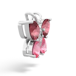 Pink Tourmaline Butterfly 14K White Gold pendant P2215