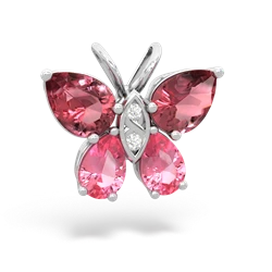 Pink Tourmaline Butterfly 14K White Gold pendant P2215