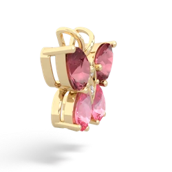 Pink Tourmaline Butterfly 14K Yellow Gold pendant P2215