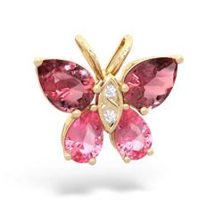 Pink Tourmaline Butterfly 14K Yellow Gold pendant P2215