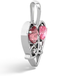 Pink Tourmaline Celtic Trinity Heart 14K White Gold pendant P5331