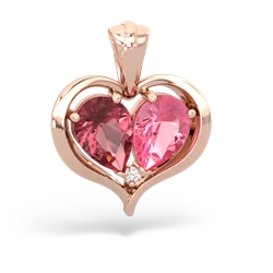 Pink Tourmaline Two Become One 14K Rose Gold pendant P5330