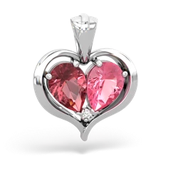 Pink Tourmaline Two Become One 14K White Gold pendant P5330