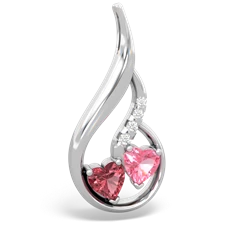 Pink Tourmaline Keepsake Curves 14K White Gold pendant P5450