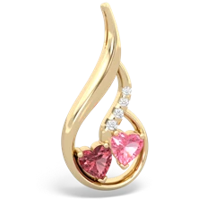 Pink Tourmaline Keepsake Curves 14K Yellow Gold pendant P5450