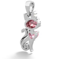 Pink Tourmaline Kitten 14K White Gold pendant P5780