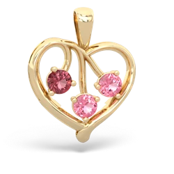 Pink Tourmaline Glowing Heart 14K Yellow Gold pendant P2233