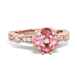 Pink Tourmaline Sparkling Tiara Cluster 14K Rose Gold ring R26293RD