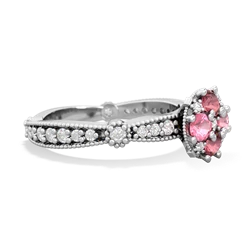 Pink Tourmaline Sparkling Tiara Cluster 14K White Gold ring R26293RD