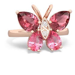 Pink Tourmaline Butterfly 14K Rose Gold ring R2215