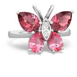 Pink Tourmaline Butterfly 14K White Gold ring R2215