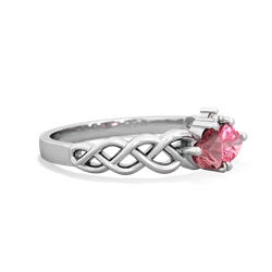 Pink Tourmaline Heart To Heart Braid 14K White Gold ring R5870