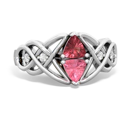 Pink Tourmaline Keepsake Celtic Knot 14K White Gold ring R5300