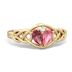 Pink Tourmaline Celtic Love Knot 14K Yellow Gold ring R5420