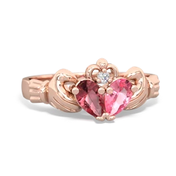 Pink Tourmaline 'Our Heart' Claddagh 14K Rose Gold ring R2388