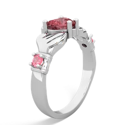 Pink Tourmaline Claddagh Keepsake 14K White Gold ring R5245