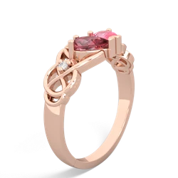 Pink Tourmaline 'One Heart' Celtic Knot Claddagh 14K Rose Gold ring R5322