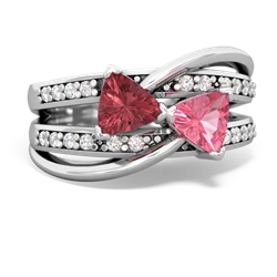 Pink Tourmaline Bowtie 14K White Gold ring R2360