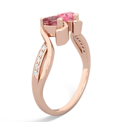 Pink Tourmaline Side By Side 14K Rose Gold ring R3090