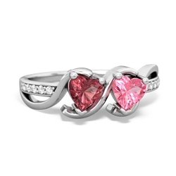 Pink Tourmaline Side By Side 14K White Gold ring R3090