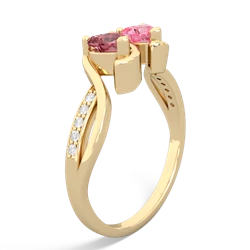 Pink Tourmaline Side By Side 14K Yellow Gold ring R3090