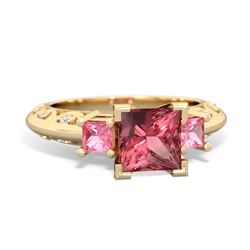 Pink Tourmaline Eternal Embrace Engagement 14K Yellow Gold ring C2001