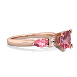 Pink Tourmaline 6Mm Princess Eternal Embrace Engagement 14K Rose Gold ring C2002